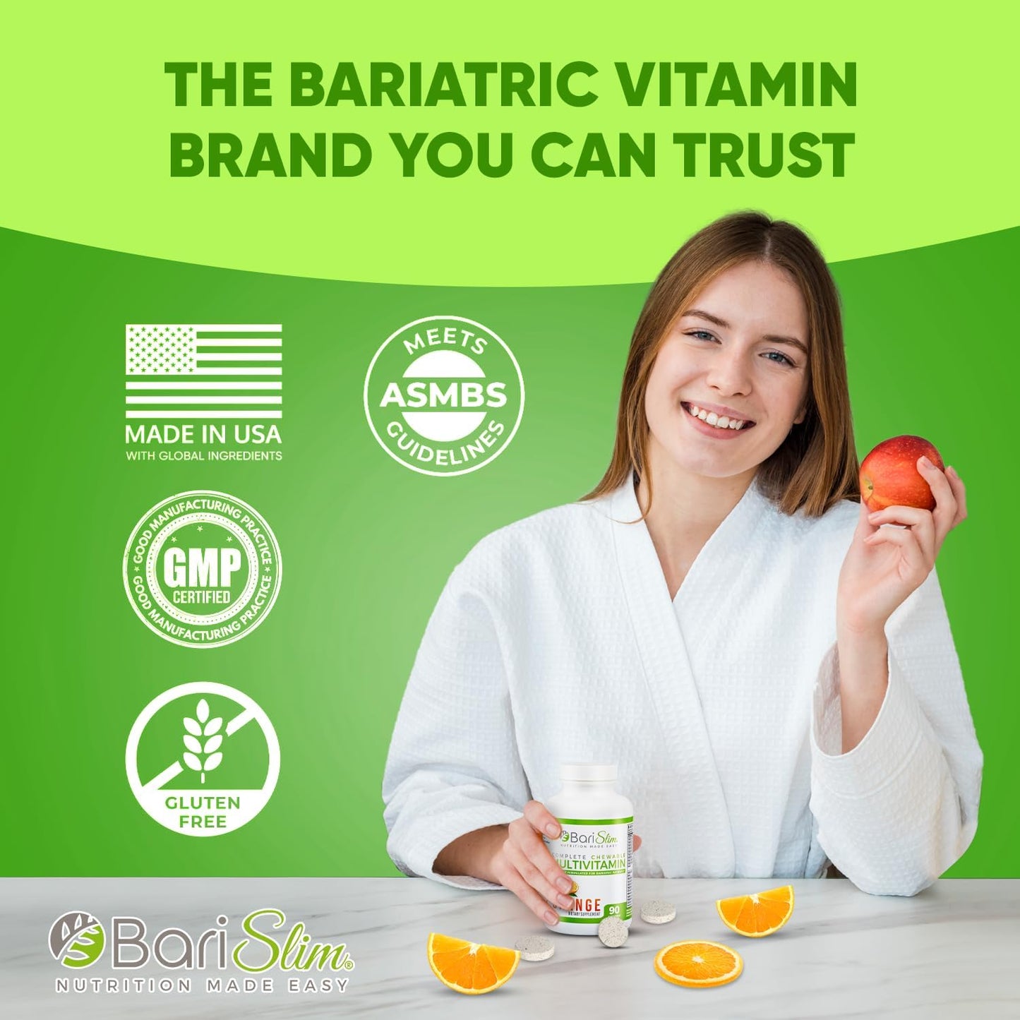 Delicious & Convenient BariSlim Complete Chewable Bariatric Multivitamin Tablets with 45mg Iron - Post Bariatric Surgery Supplement for Gastric Bypass & Sleeve - BoostGo Australia