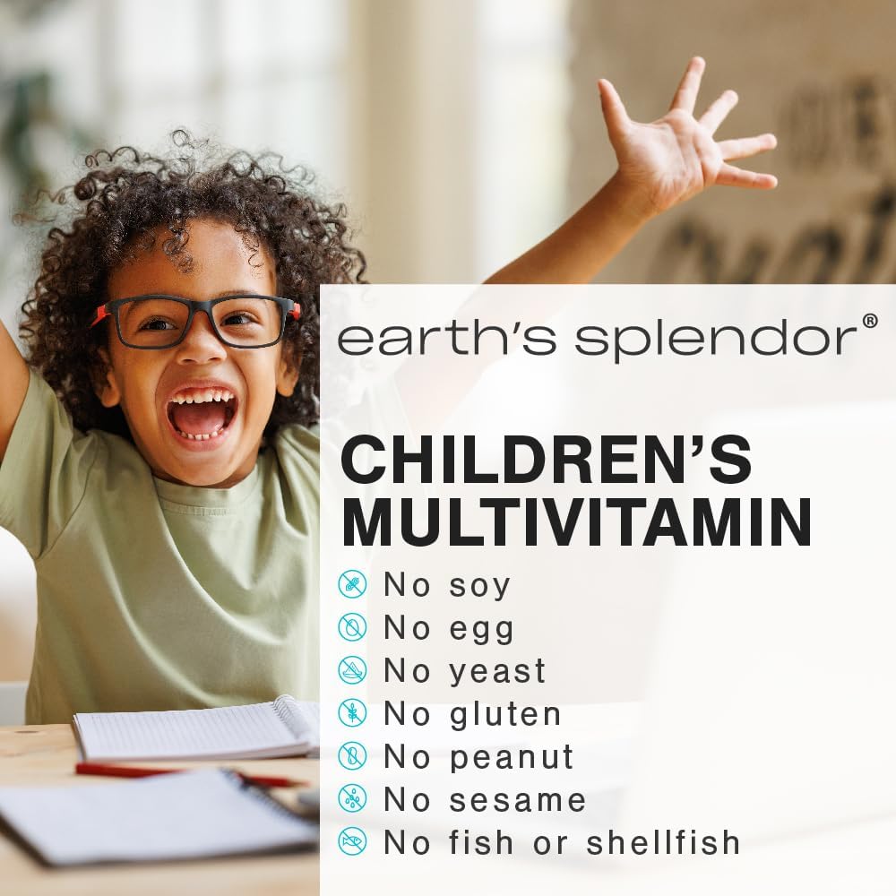 Delicious Earth's Splendor Kids Chewable Multivitamin with Vitamin D - 60 Tablets for Healthy Growth and Development
