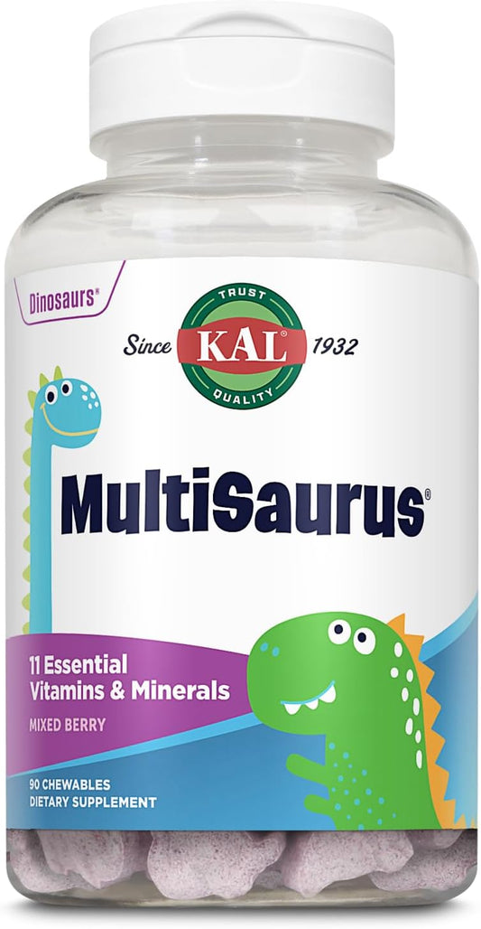 Delicious Mixed Berry Flavored Dinosaur-Shaped Kids Chewable Multivitamins, Gluten and Preservative Free, 90 Servings