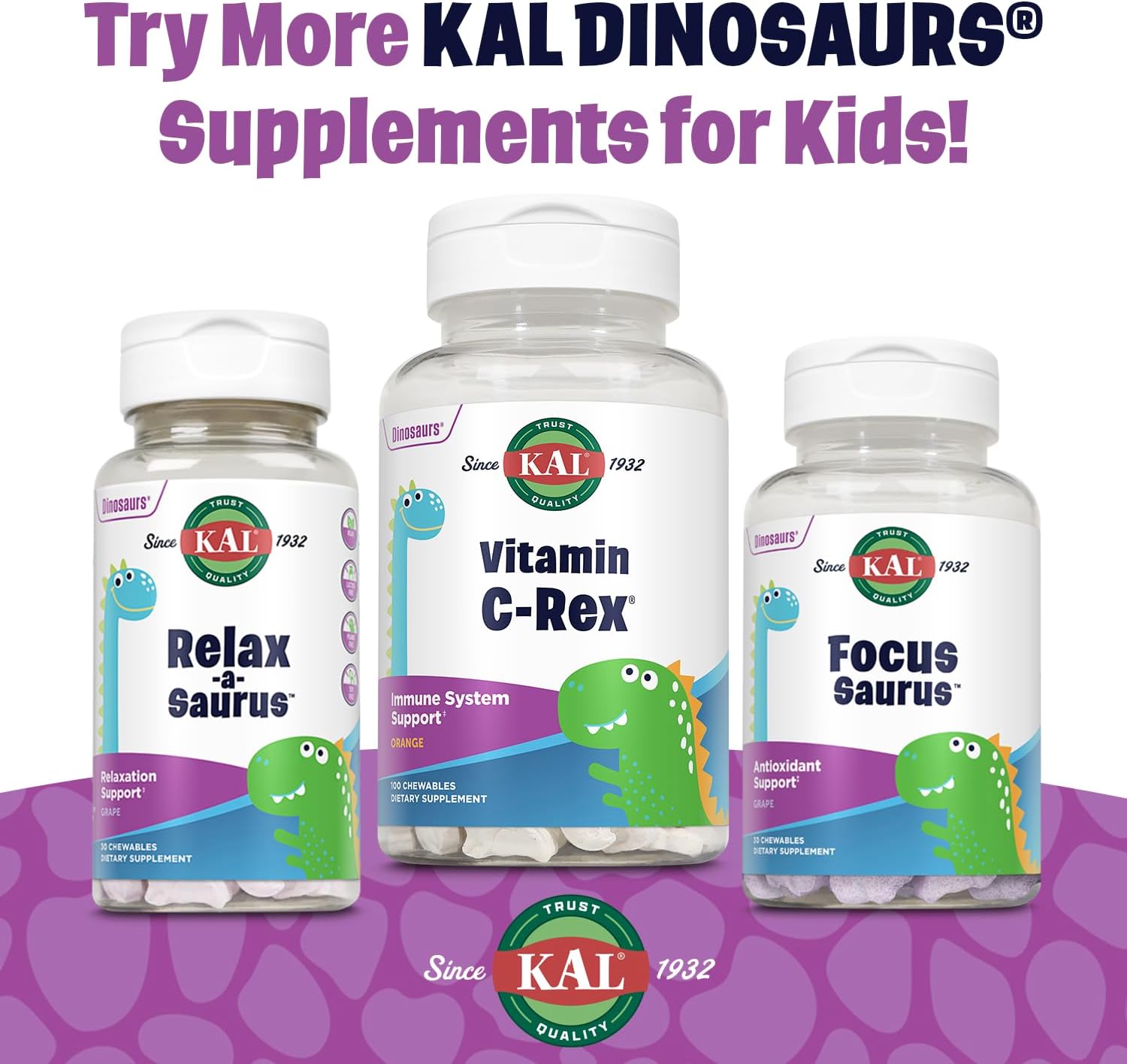 Delicious Mixed Berry Flavored Dinosaur-Shaped Kids Chewable Multivitamins, Gluten and Preservative Free, 90 Servings