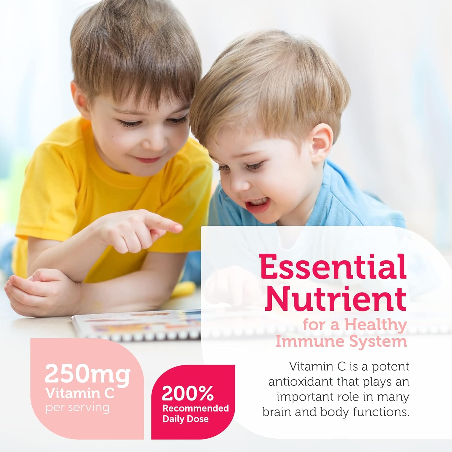 Delicious Orange Flavored Chewable Vitamin C for Kids - Immune Support and Antioxidant - Kosher and Easy to Take - 180 Count