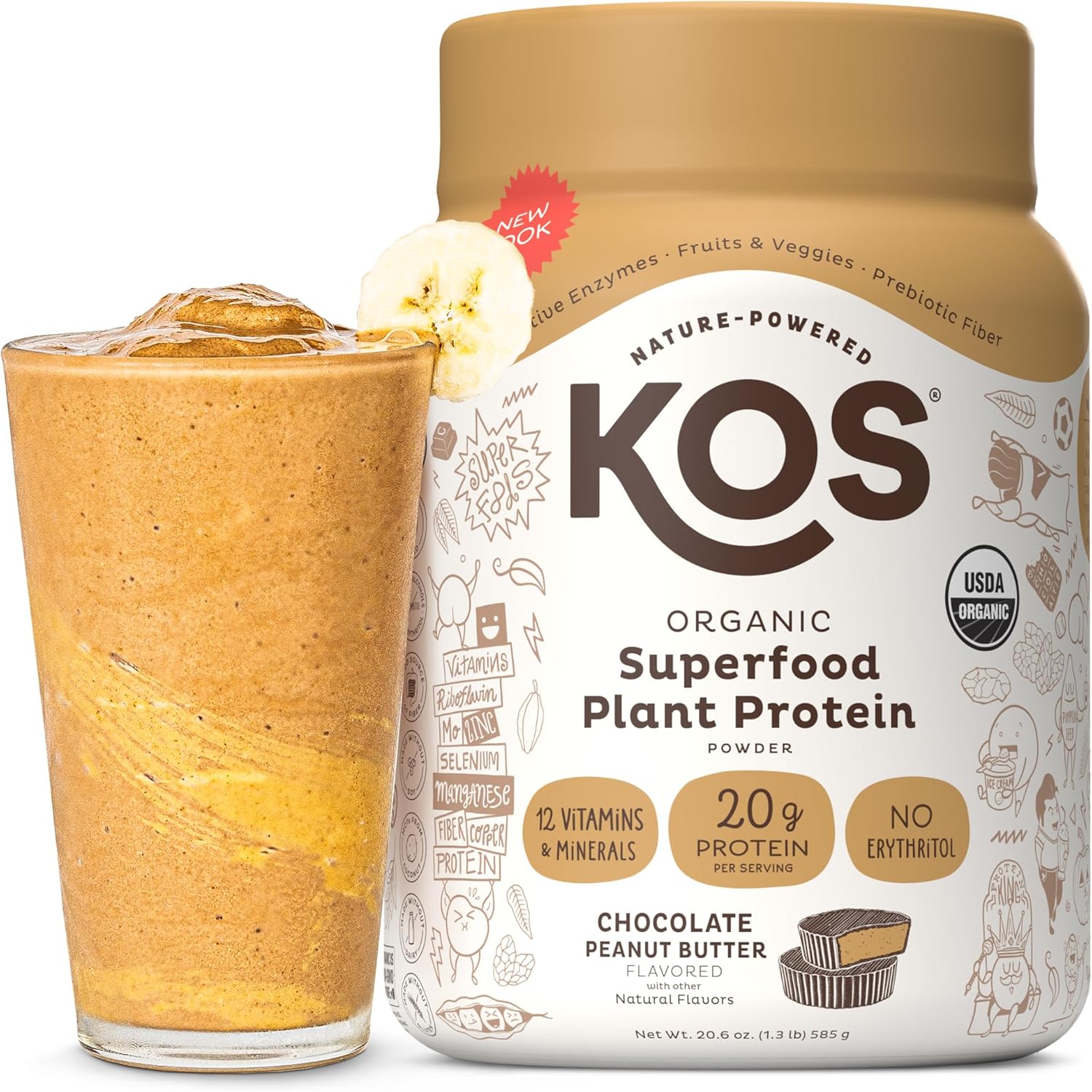 Delicious Vegan Chocolate Peanut Butter Protein Powder - Organic Plant Based, Keto Friendly, Gluten Free, Dairy Free & Soy Free - 15 Servings