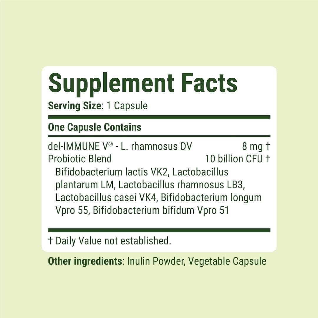 Delpro Probiotic with Del-Immune V & Prebiotic Blend for Gut Health, Digestion, Immune Support, Mood - 60 Capsules