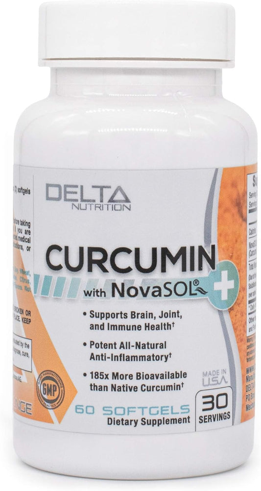 Delta Nutrition Curcumin+ Liquid Micelle Technology - 185x More Bioavailable Than Standard Curcumin - 60mg per Serving