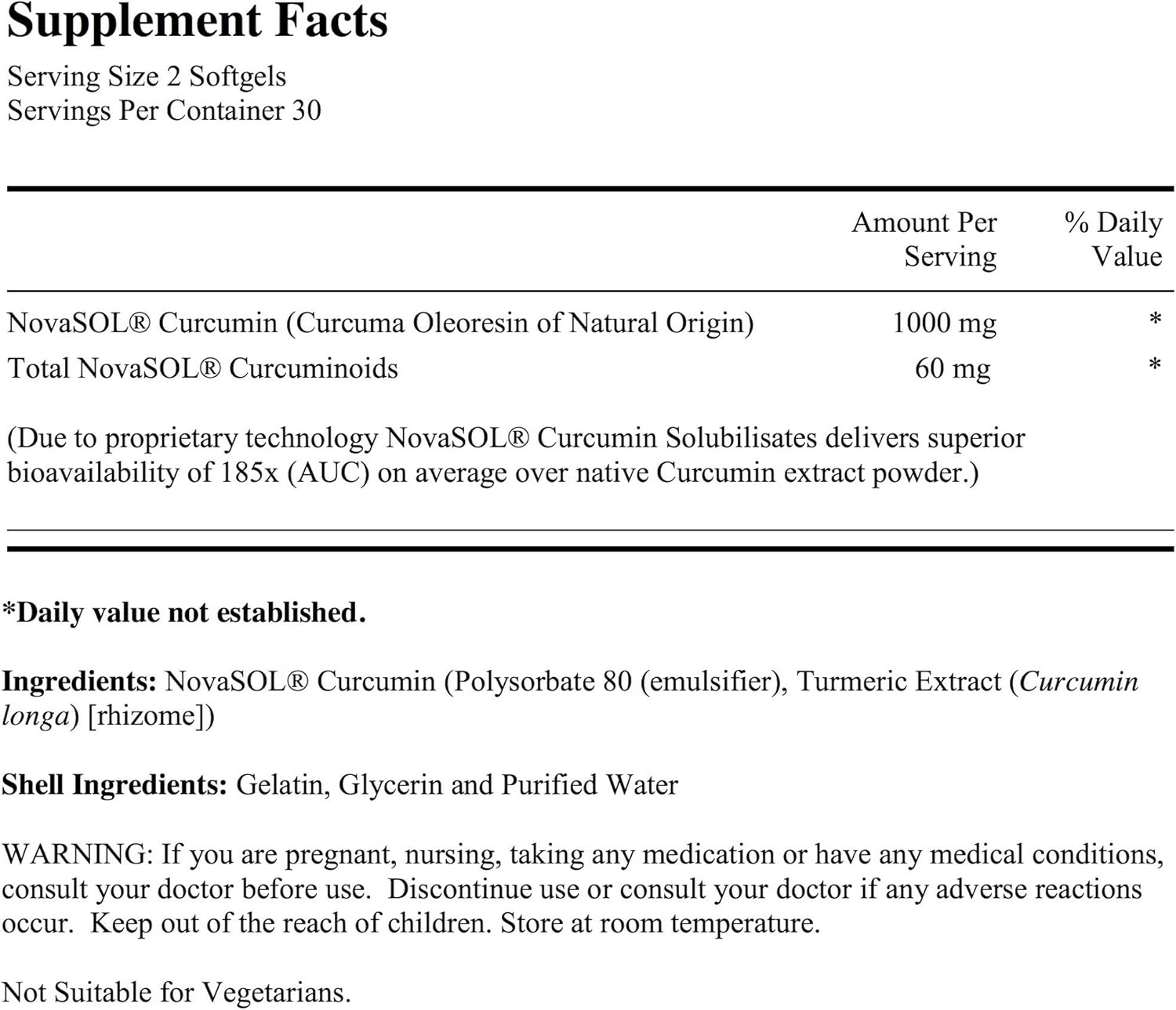 Delta Nutrition Curcumin+ Liquid Micelle Technology - 185x More Bioavailable Than Standard Curcumin - 60mg per Serving