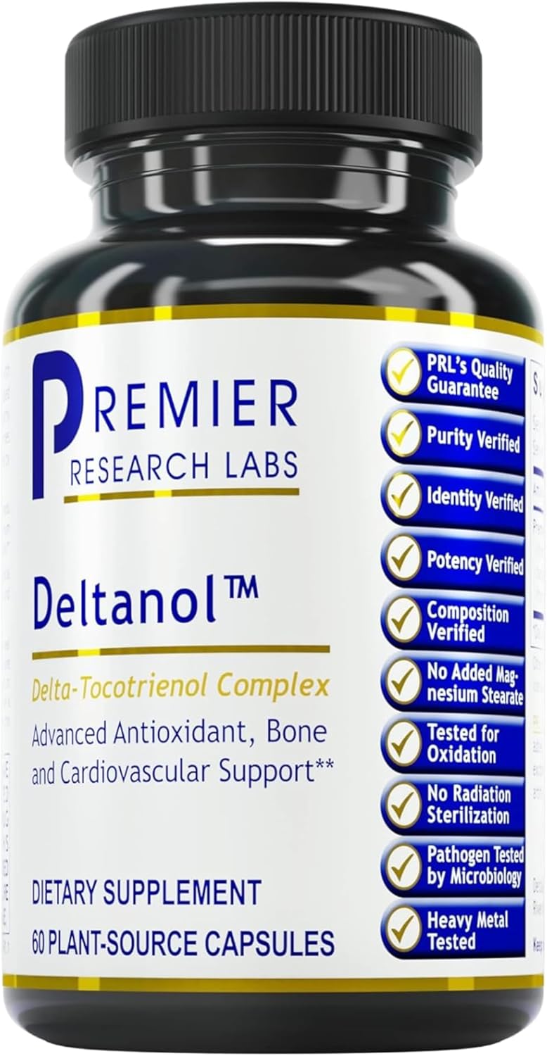 Deltanol by Premier Research Labs - Antioxidant and Cardiovascular Support with Delta-Tocotrienol Complex - 60 Plant-Based Capsules