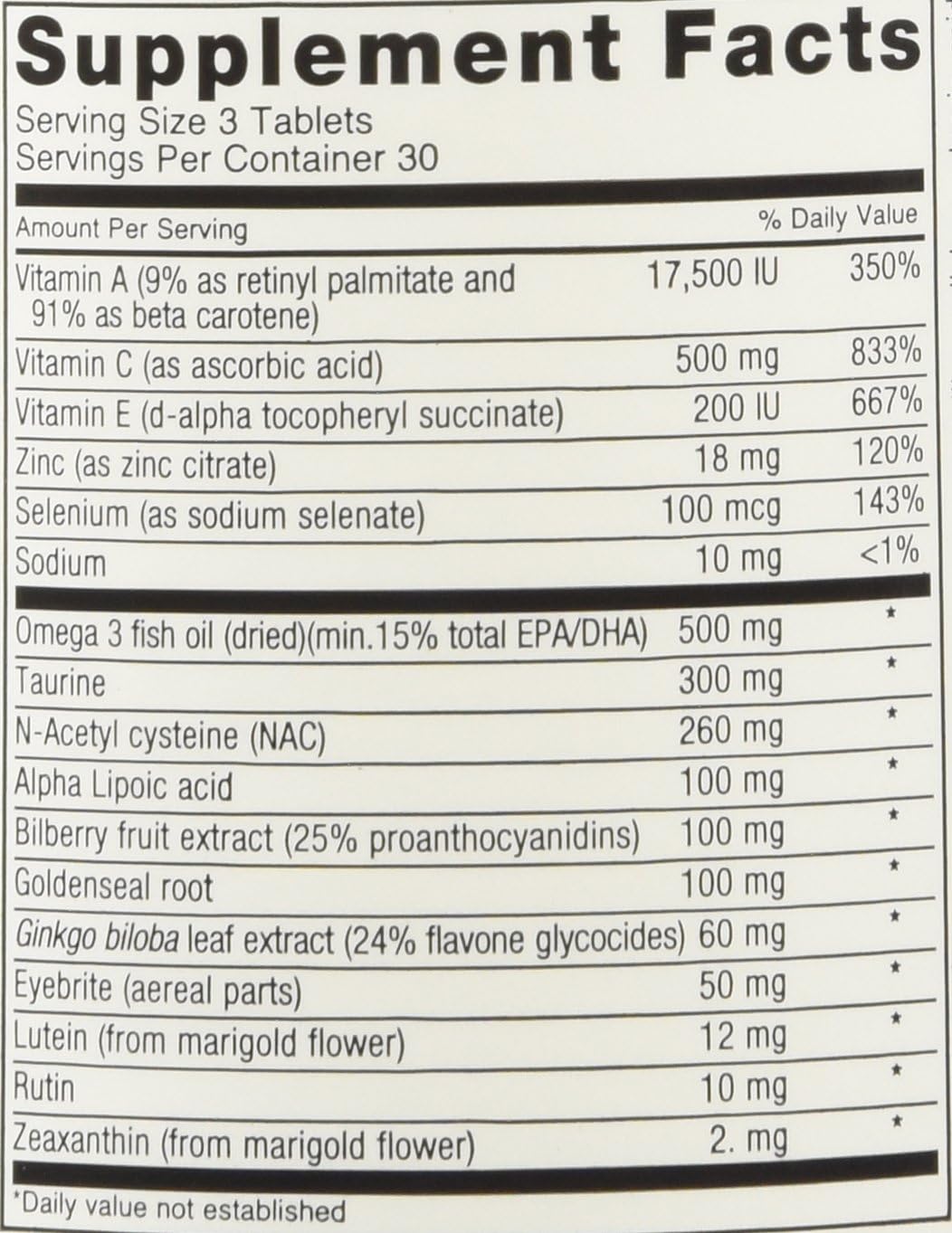 Delucky Eagle-Eyes: Vision Health Supplement with Omega-3 Fish Oil, Lutein, Zeaxanthin, Bilberry Extract, Vitamins A, C, E, Zinc, NAC, Taurine - 90 Tablets