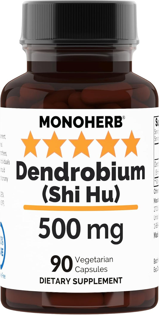 Dendrobium Shi Hu Supplement - 500mg Veg Capsules (90 Count) - MONOHERB