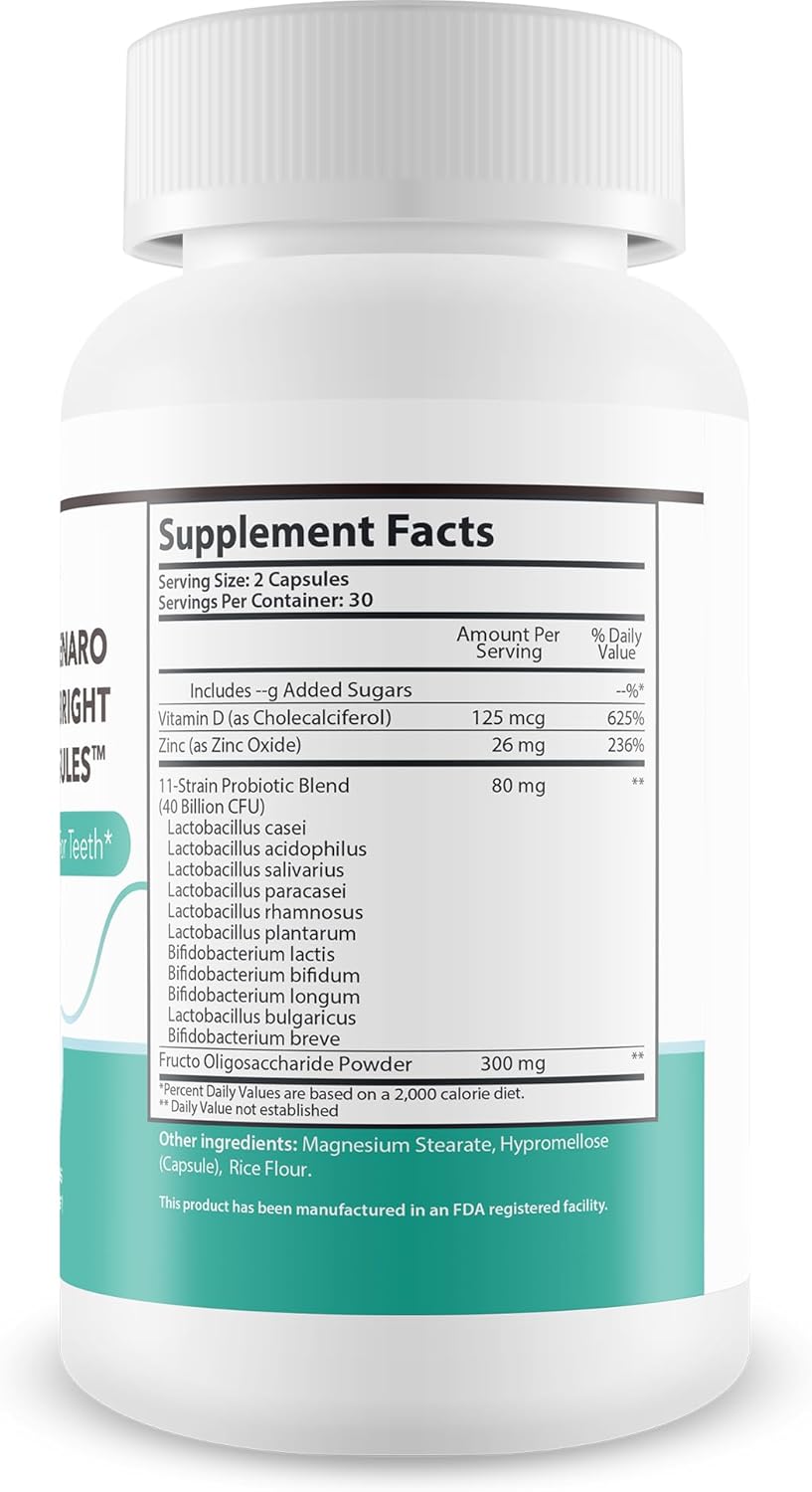 Dental Probiotics Capsules for Bright White Teeth - Probiotics for Teeth Whitening and Dental Health - Probiotic Teeth Whitening Support Capsules