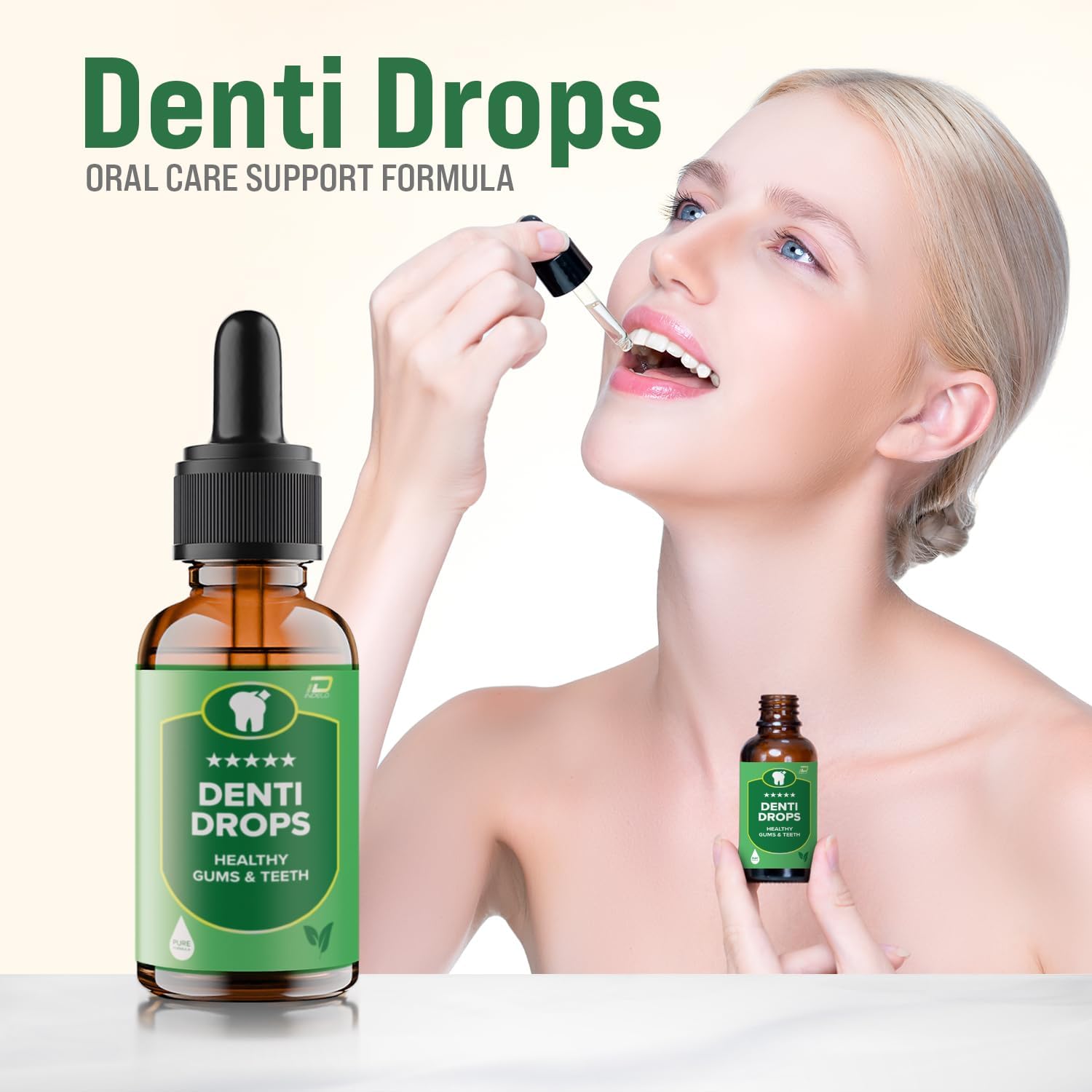 Denti Drops Pro Liquid Supplement for Healthy Gums and Teeth - 1 Month Supply