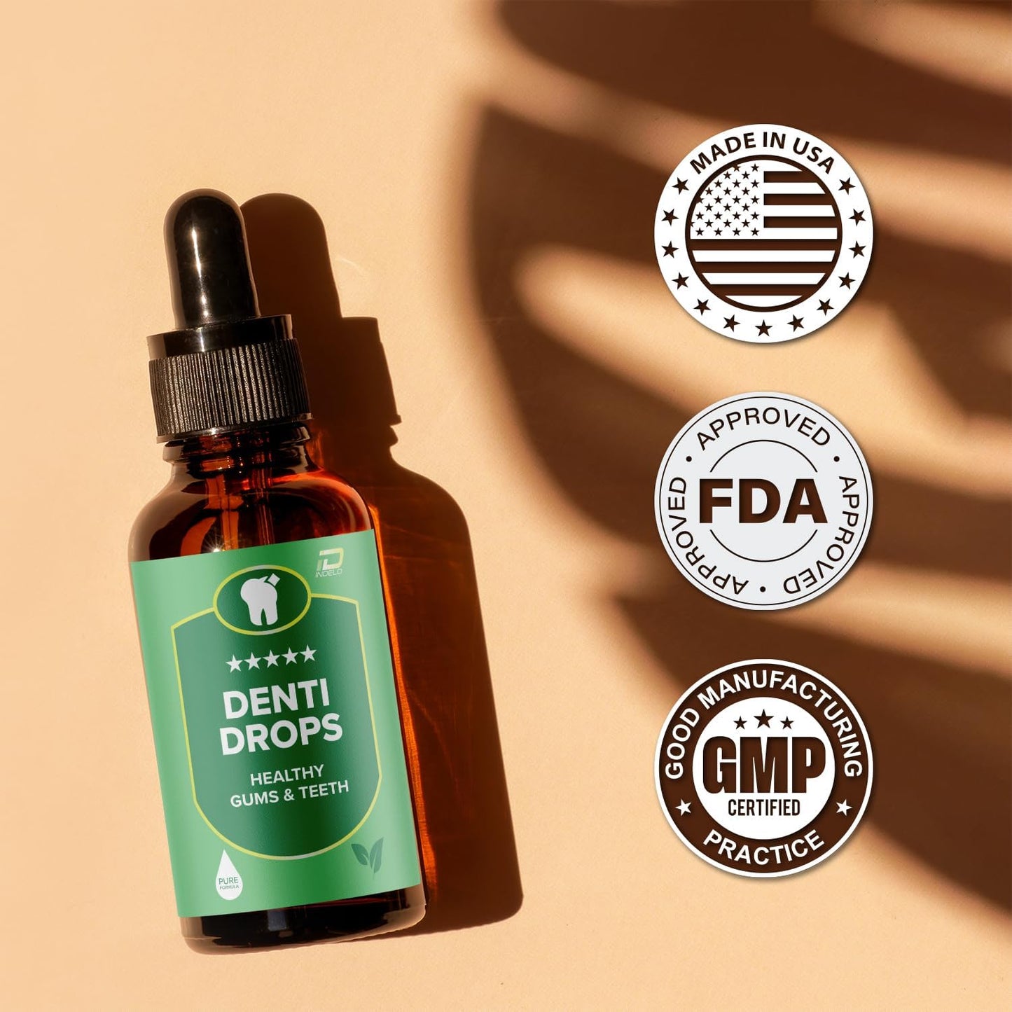 Denti Drops Pro Liquid Supplement for Healthy Gums and Teeth - 1 Month Supply