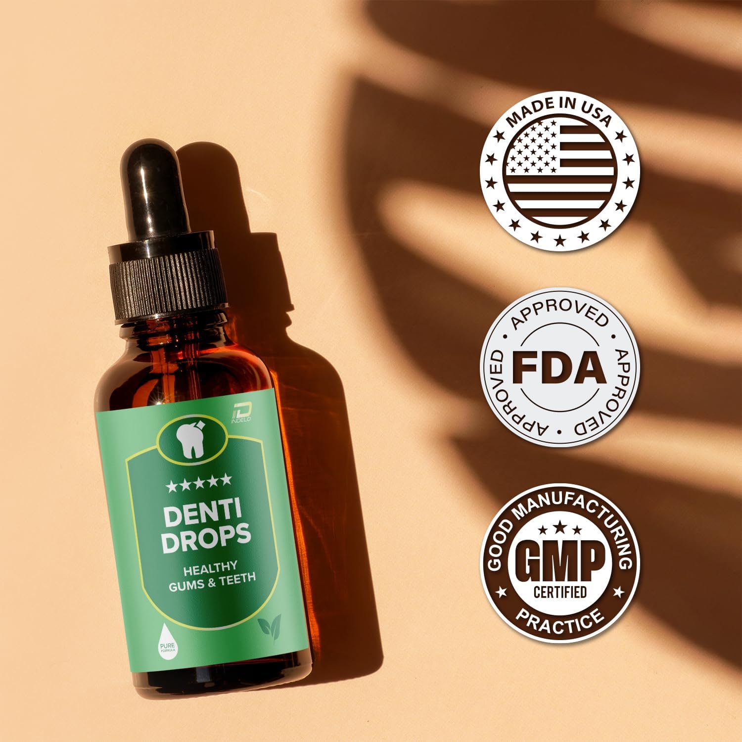 Denti Drops Pro Liquid Supplement for Healthy Gums and Teeth - 1 Month Supply