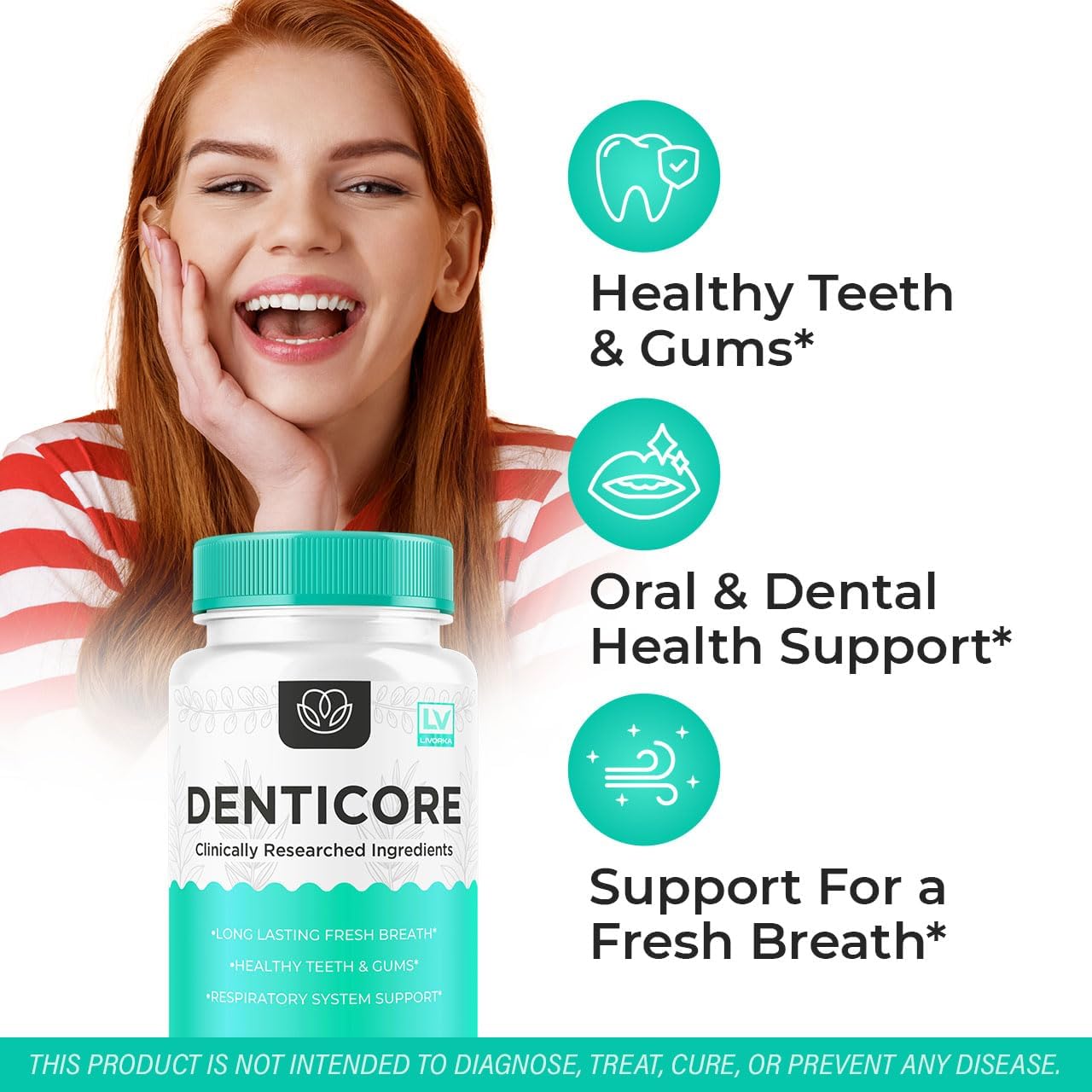 Denticore Oral and Dental Health Supplements (2 Pack) - 60 Capsules for 2 Months, Original Formula - Reviews and Benefits