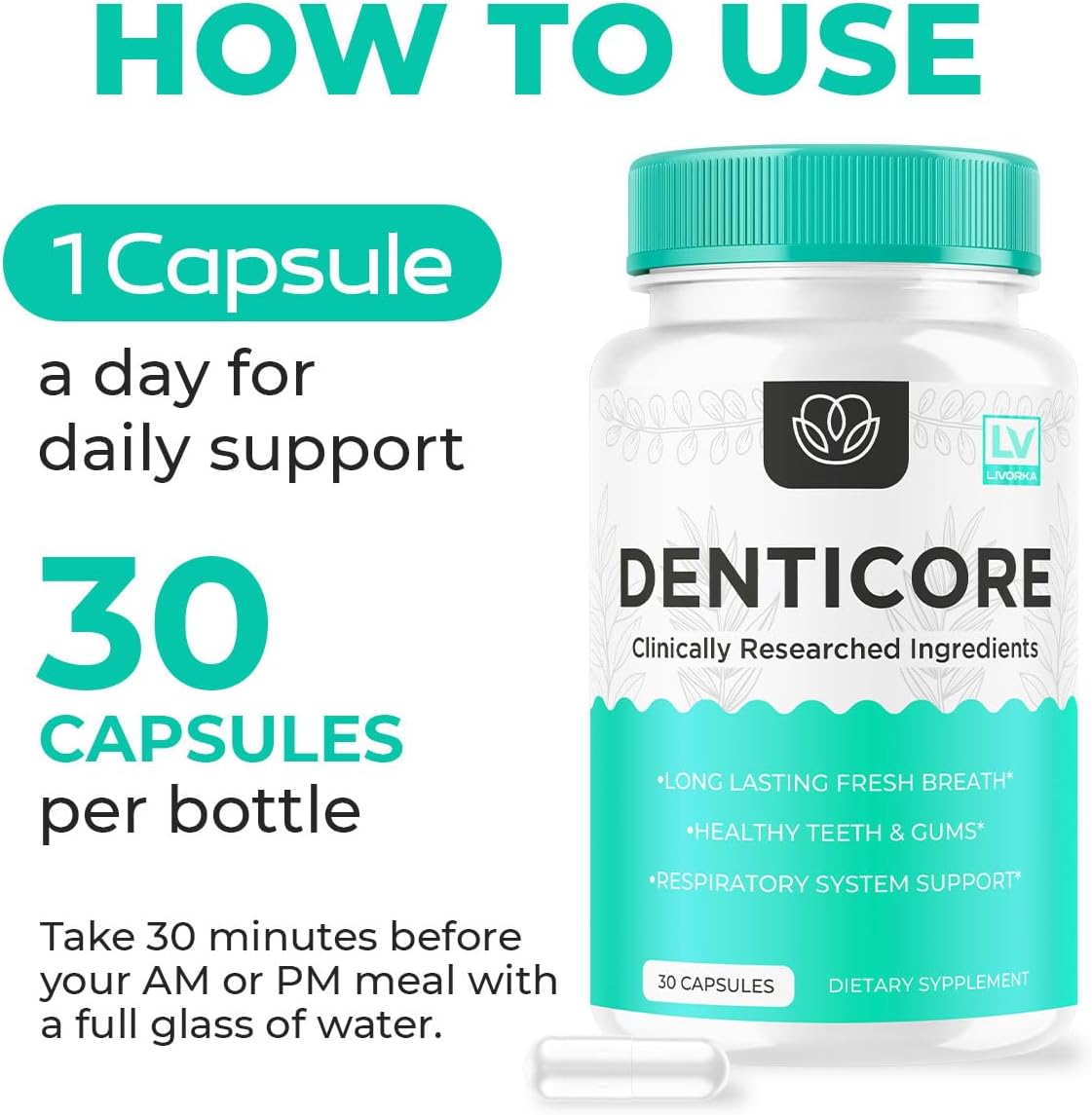 Denticore Oral and Dental Health Supplements (2 Pack) - 60 Capsules for 2 Months, Original Formula - Reviews and Benefits