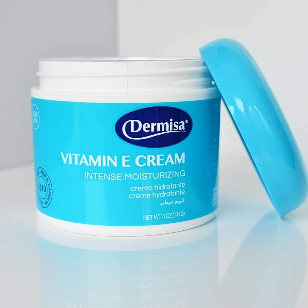 Dermisa Vitamin E Cream with Cocoa Butter, Collagen, Elastin & Q10 - Intense Moisturizer for Dry Skin - Made in USA - 1 Pack