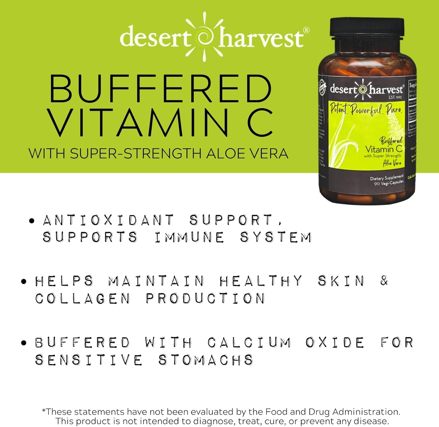 Desert Harvest Buffered Vitamin C Capsules with Aloe Vera - Antioxidant, Immune, and IC Support - 90 Count - BoostGo Australia
