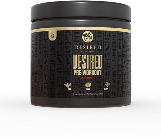 DESIRED NUTRITION Pre Workout Supplement for Energy, Endurance, Focus, Pump, and Strength - Beta Alanine, Caffeine, Citrulline Malate, DMAE, L-Tyrosine - 25 Servings