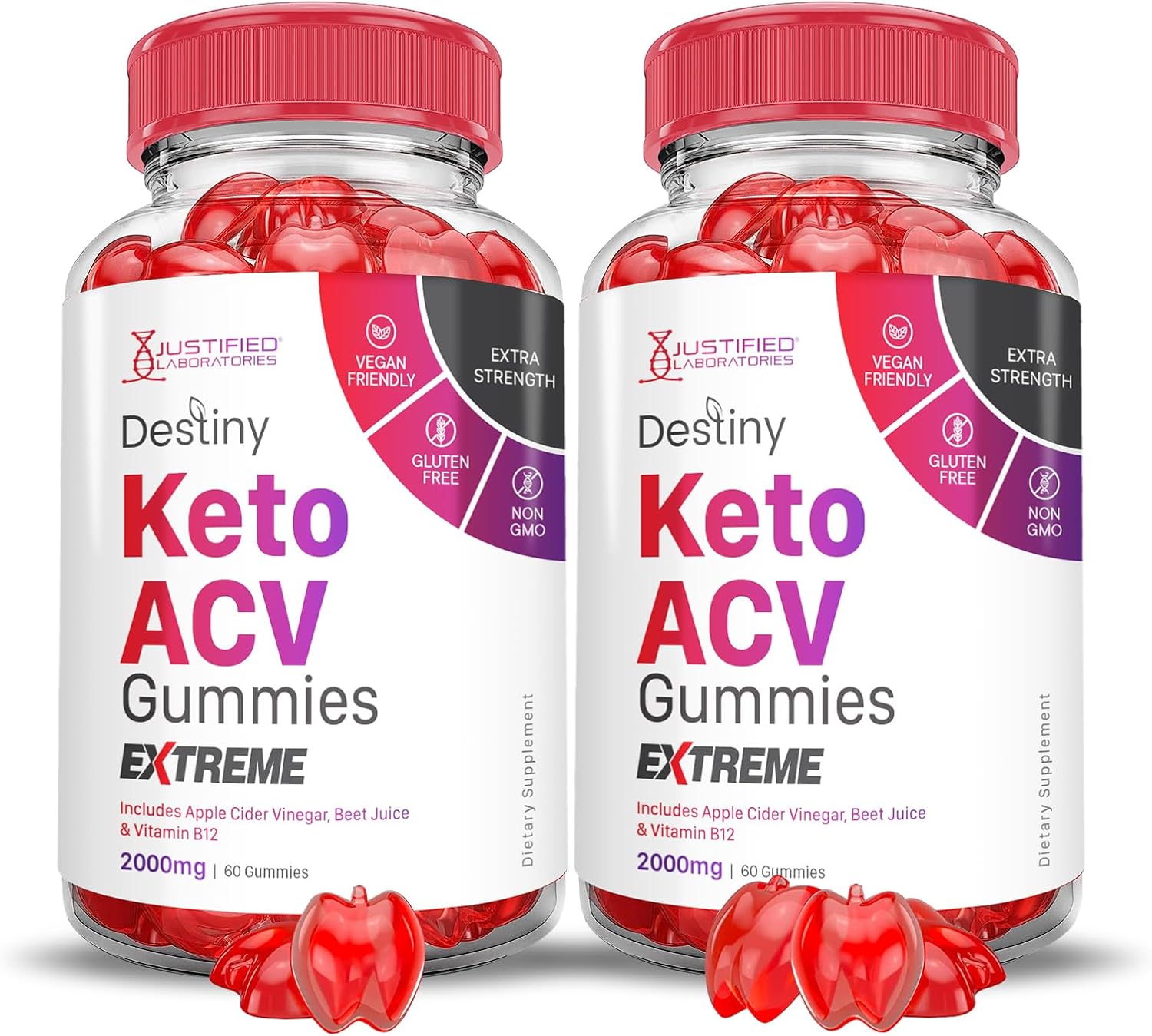 Destiny Keto ACV Gummies 2 Pack - 2000MG Advanced Formula with Pomegranate Beet Juice - B12 Vegan Non GMO - 120 Gummys