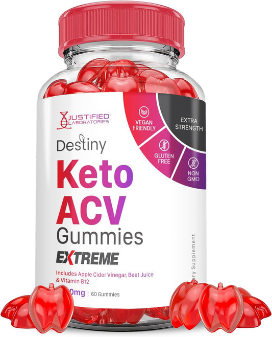 Destiny Keto ACV Gummies Extreme 2000MG - Advanced Formula with Pomegranate Beet Juice Powder - 60 Gummies