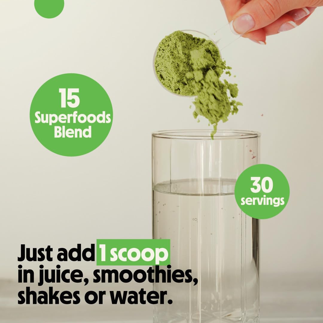 Detox and Debloat with Mint Flavored Super Greens Powder - 15 Blended Superfoods, Pre & Probiotics, Antioxidants - No Maltodextrin, 30 Servings - BoostGo Australia