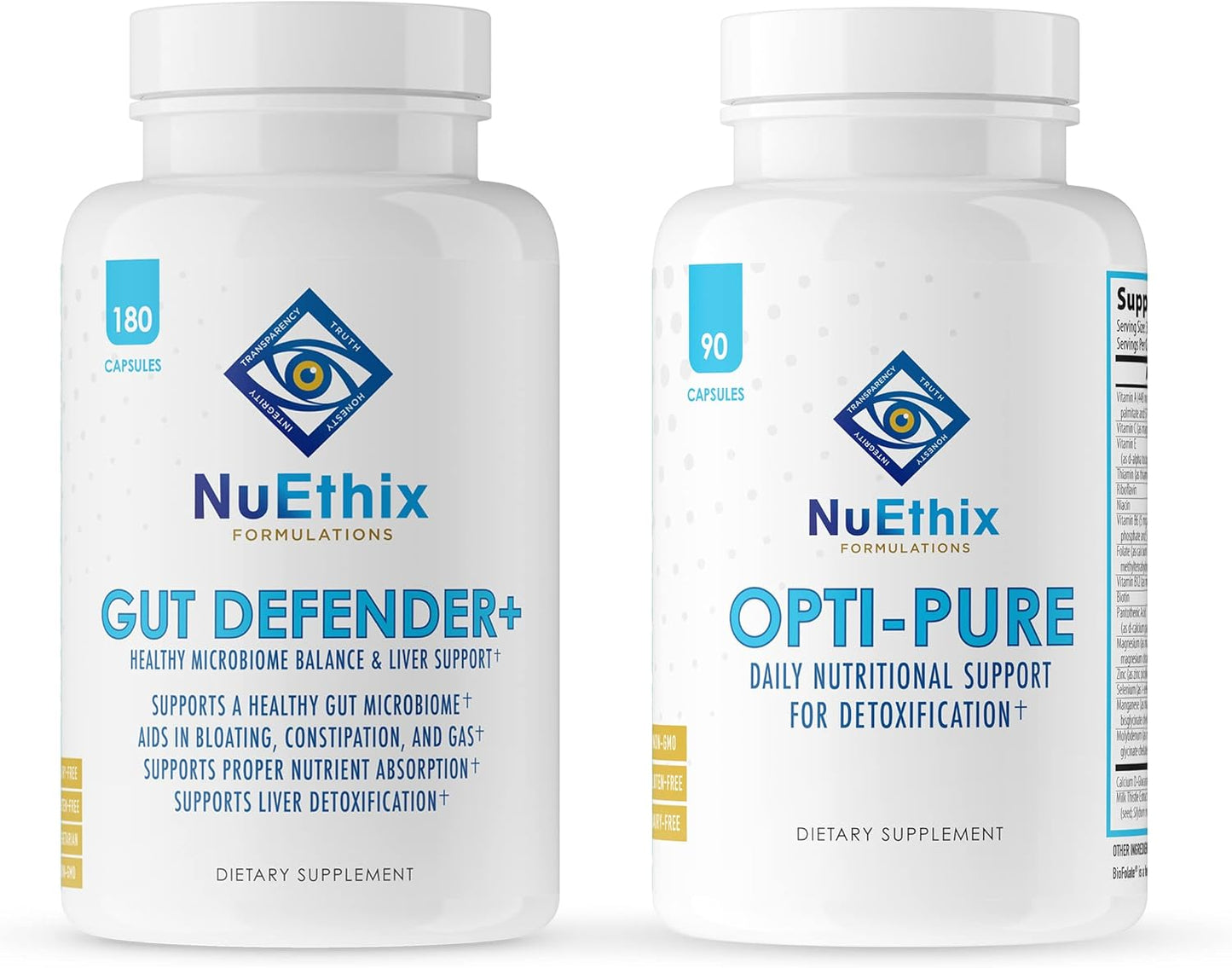 Detox and Microbiome Support Bundle: NuEthix Formulations Opti-Pure (30 Servings) and Gut Defender+ (90 Servings)