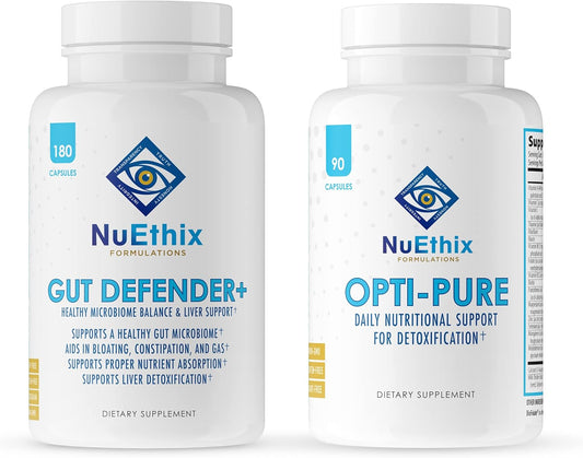 Detox and Microbiome Support Bundle: NuEthix Formulations Opti-Pure (30 Servings) and Gut Defender+ (90 Servings)