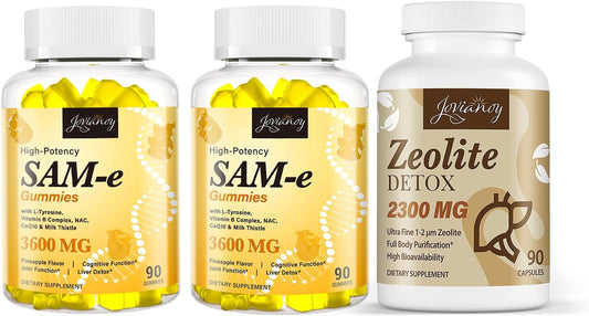 Detox Capsules with 2300 MG Zeolite + SAM-e Gummies with 3600 MG - Ultimate Detox Combo