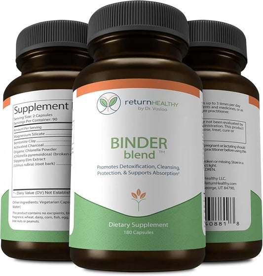 Detox Capsules with Activated Charcoal & Organic Chlorella - Toxin Binder Supplement for Gut Health - Bloating Relief - 180 Capsules - 90 Servings, 960mg & 480mg - Bentonite Clay - 3 Pack