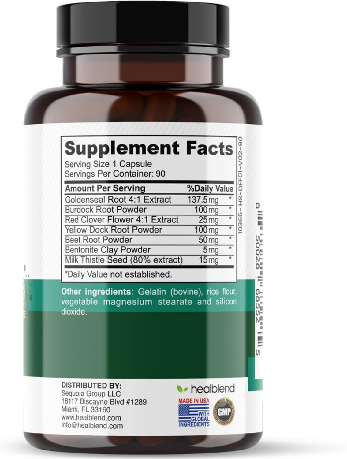 Detox Cleanse Capsules with Goldenseal Root & Bentonite Clay for Liver & Colon Health - Natural Formula for Digestive Regularity - 90 Capsules