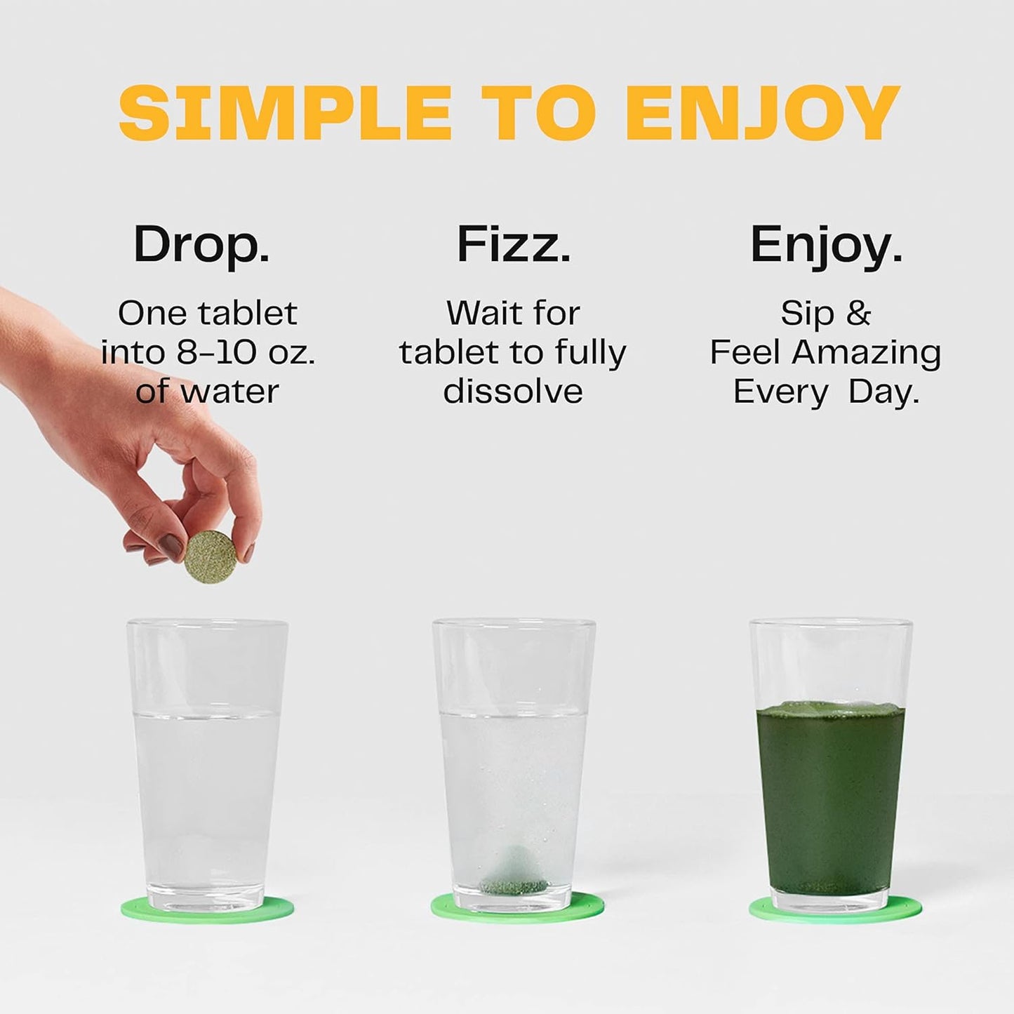 Detox Lemon Charcoal Fizzy Green Tablets: Antioxidant-Rich Water Flavoring, 60 Count