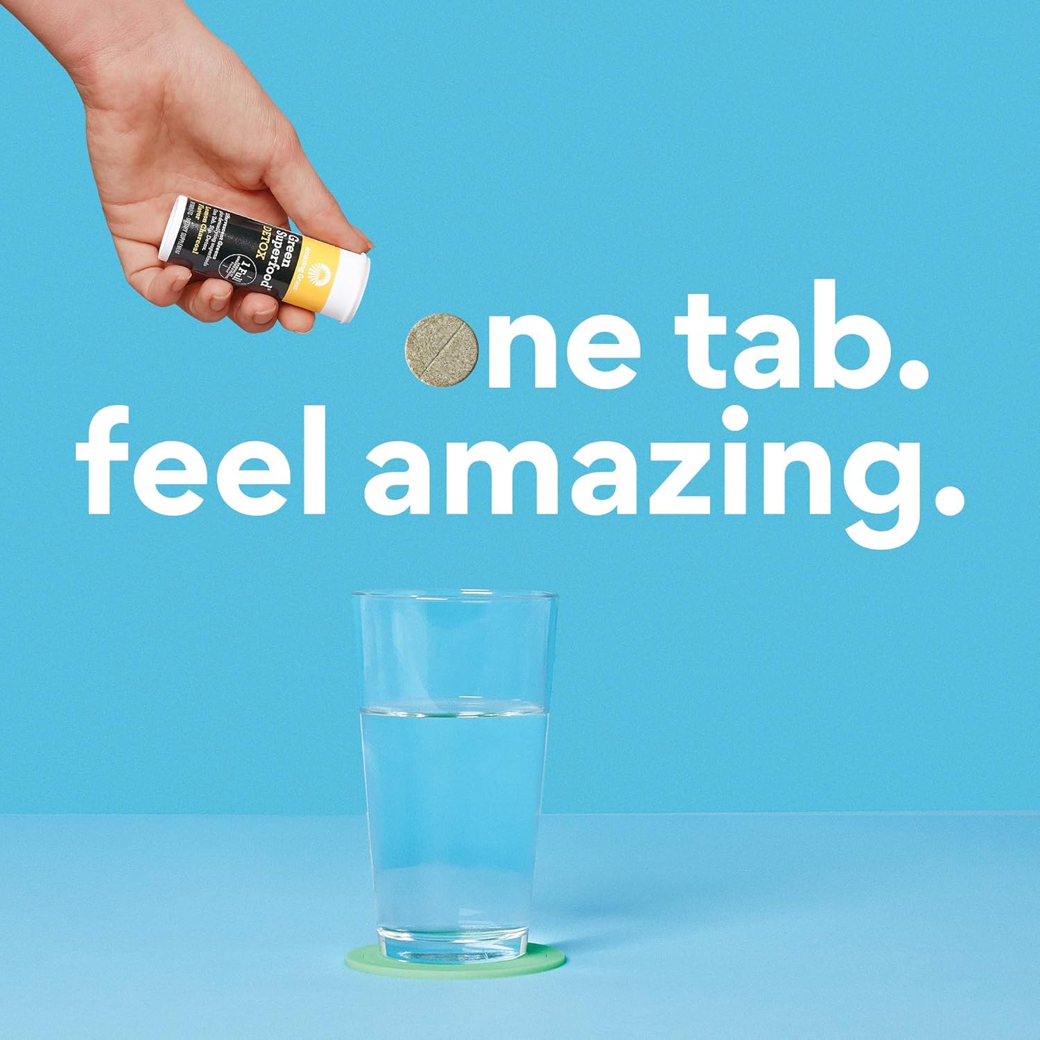 Detox Lemon Charcoal Fizzy Green Tablets: Antioxidant-Rich Water Flavoring, 60 Count