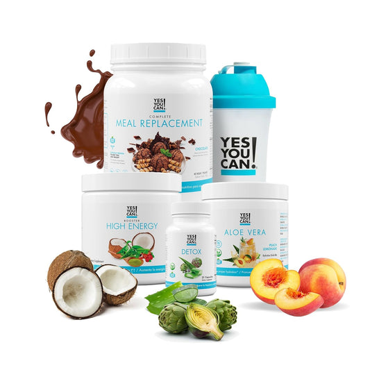 Detox Plus Kit: Meal Replacement Chocolate & Aloe Vera Peach Lemonade - Complete Powder for High Energy & Health Transformation