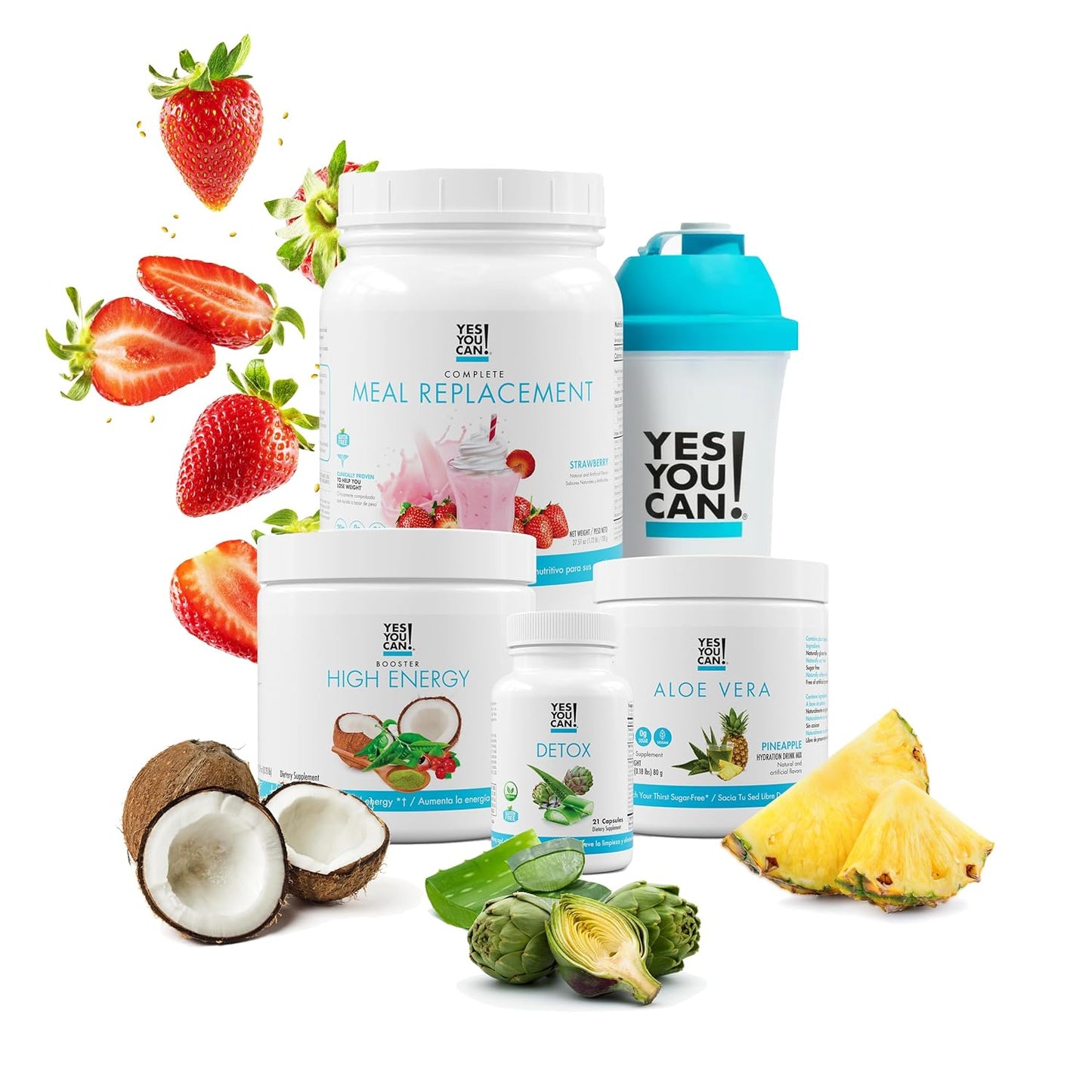 Detox Plus Kit: Strawberry Meal Replacement & Pineapple Aloe Vera Shake Booster for High Energy & Health Transformation