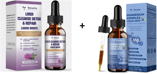 Detoxify and Repair Liver with Totaria Liquid Cleanse + Magnesium Glycinate Complex