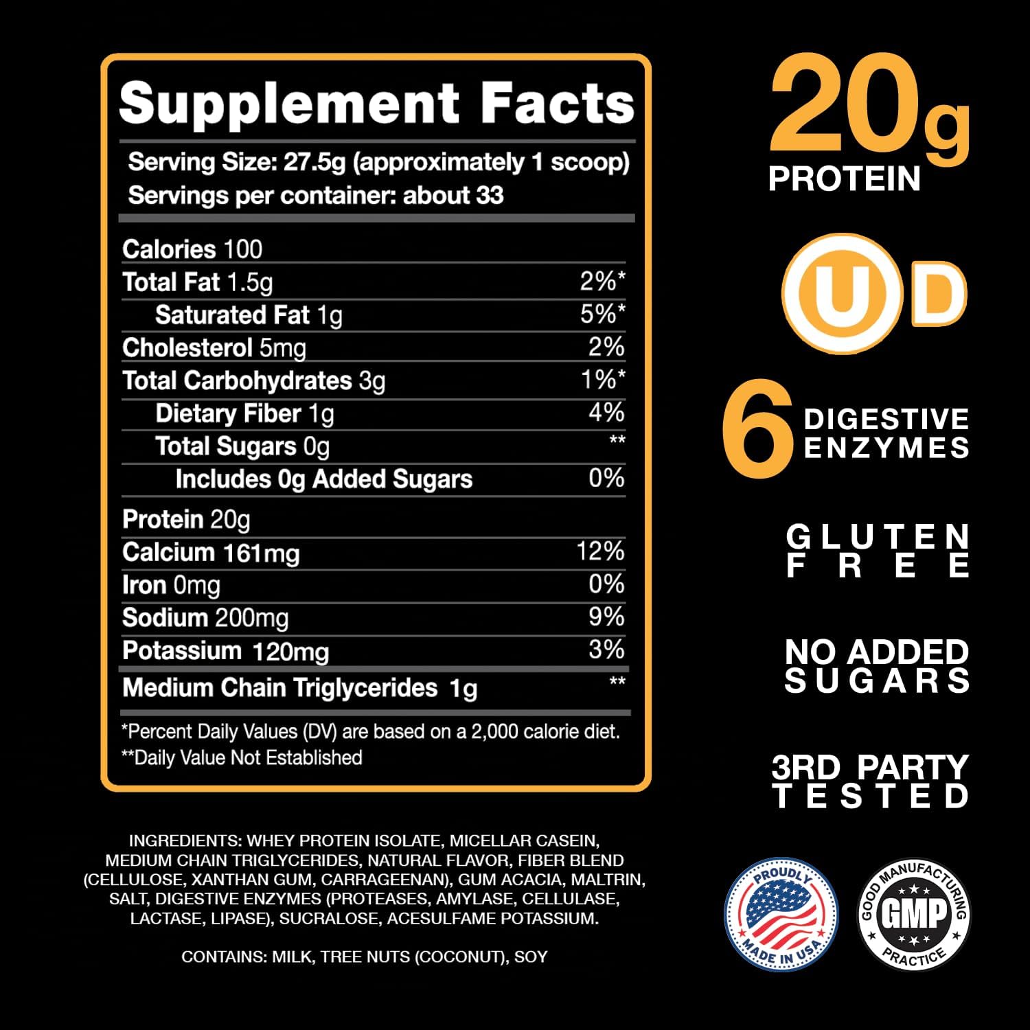 Devotion Nutrition Angel Food Cake Protein Powder Blend | Gluten Free, Keto Friendly, No Added Sugars | 1g MCT | 20g Protein | 2lb Tub