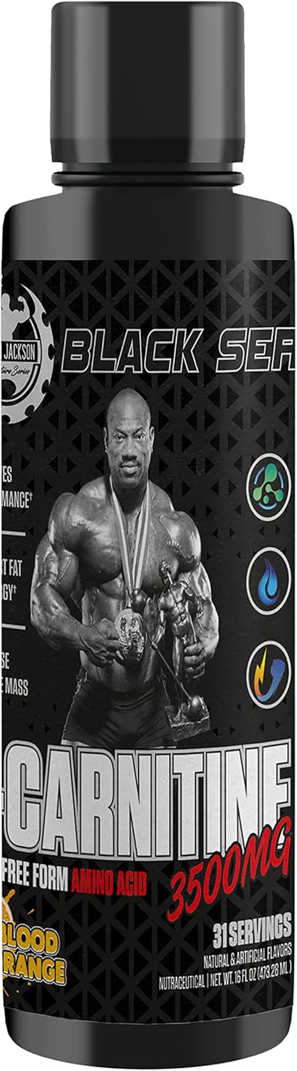 Dexter Jackson Black Series L-Carnitine 3500 Mg Liquid Supplement, Blood Orange Flavor - 473.28 Ml Bottle (31 Servings)