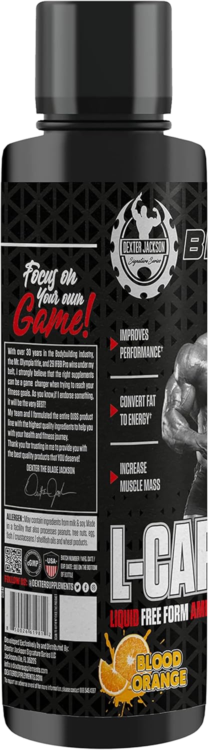 Dexter Jackson Black Series L-Carnitine 3500 Mg Liquid Supplement, Blood Orange Flavor - 473.28 Ml Bottle (31 Servings)
