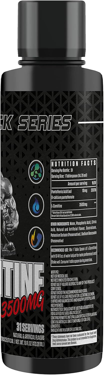 Dexter Jackson Black Series L-Carnitine 3500 Mg Liquid Supplement, Blood Orange Flavor - 473.28 Ml Bottle (31 Servings)