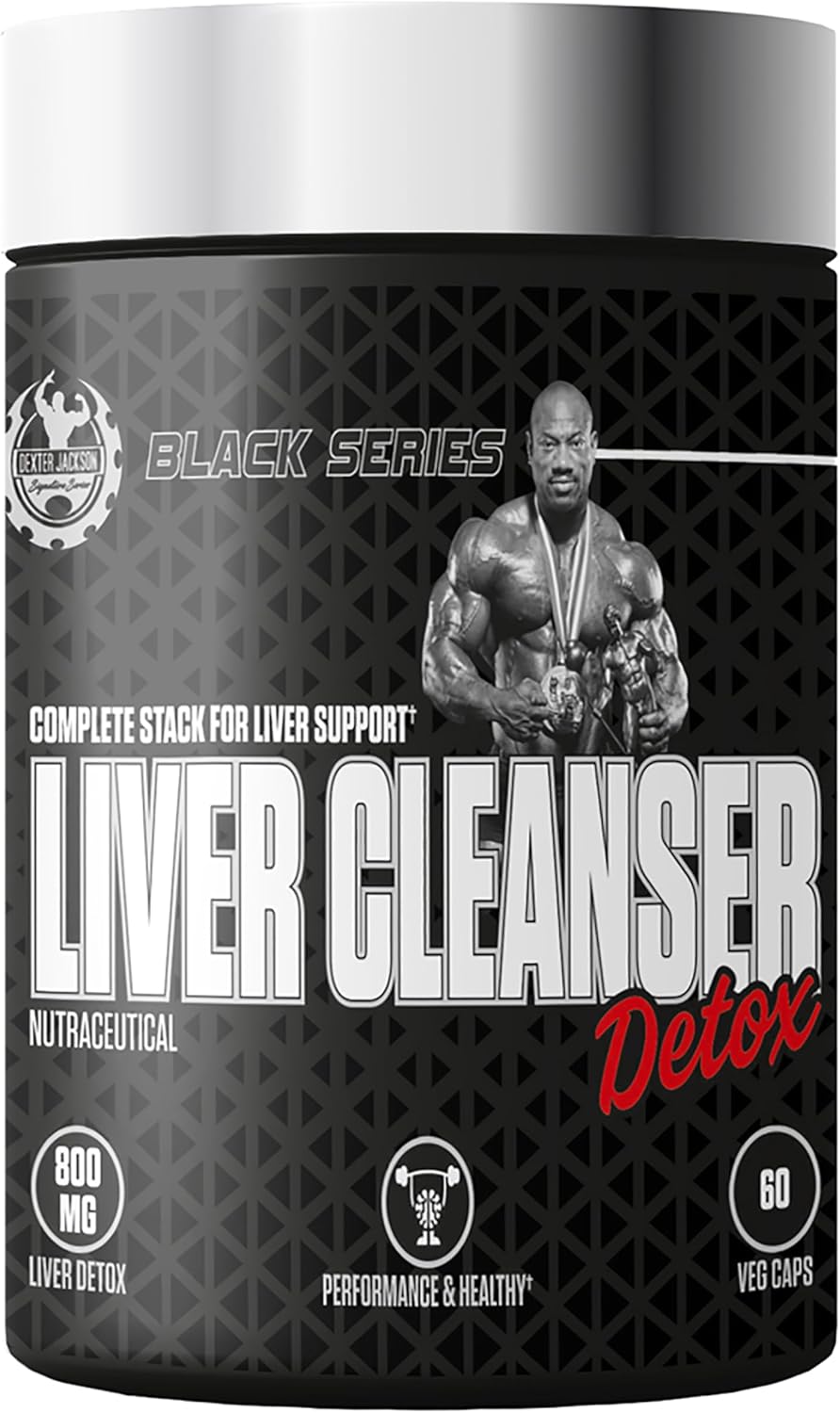 Dexter Jackson Black Series Liver Detox Supplement | Milk Thistle Seed Powder, Vitamins E & C | Bodybuilders & Fitness | 60 Veg Capsules