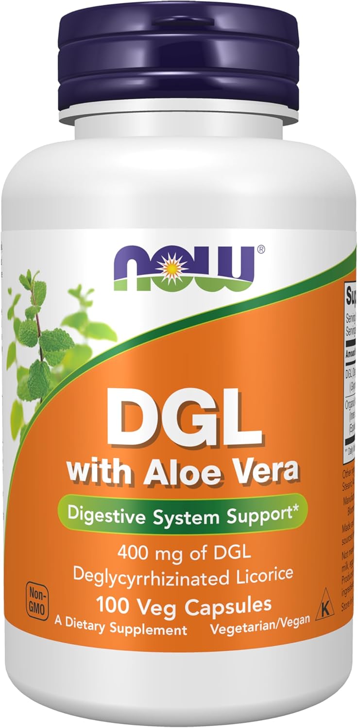 DGL with Aloe Vera Dietary Supplement by NOW Foods - 100 Veg Capsules