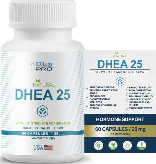 DHEA Supplement for Hormone Balance - Maximum Strength Formulation for Men and Women - Gluten Free - Vegetarian Capsules - 2 Month Supply