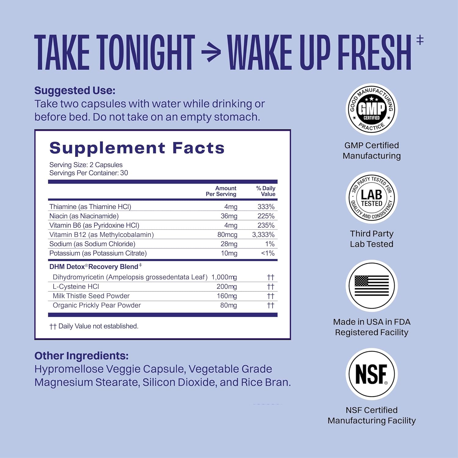 DHM Detox Supplement, No Days Wasted, 30 Servings - Enhance Next Day Recovery by Taking in the Evening
