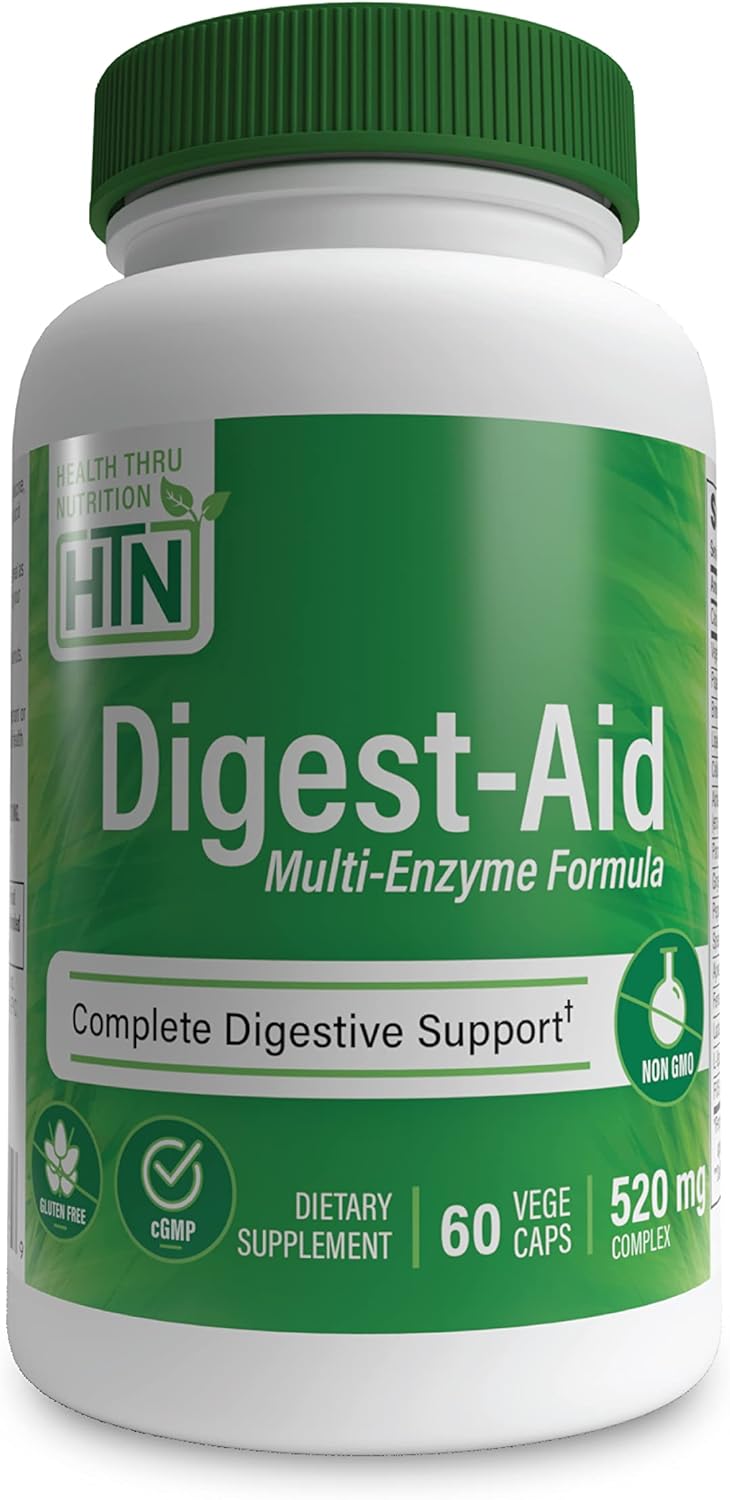 Digest-Aid Digestive Enzyme Formula with Pre and Probiotic for Nutrient Absorption Support | Fast-Acting Relief from Discomfort | Non-GMO | Pack of 60 by Health Thru Nutrition