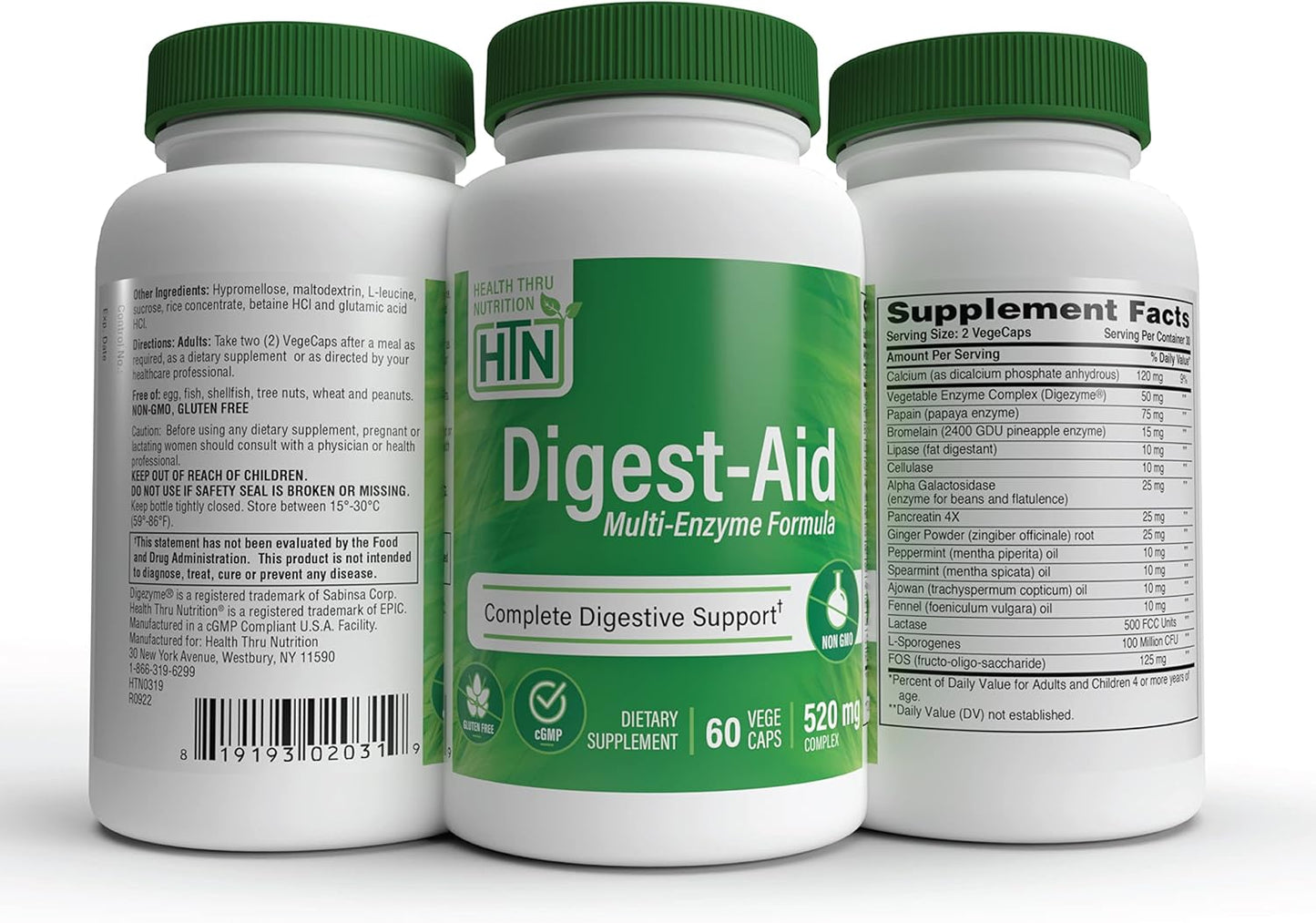 Digest-Aid Digestive Enzyme Formula with Pre and Probiotic for Nutrient Absorption Support | Fast-Acting Relief from Discomfort | Non-GMO | Pack of 60 by Health Thru Nutrition