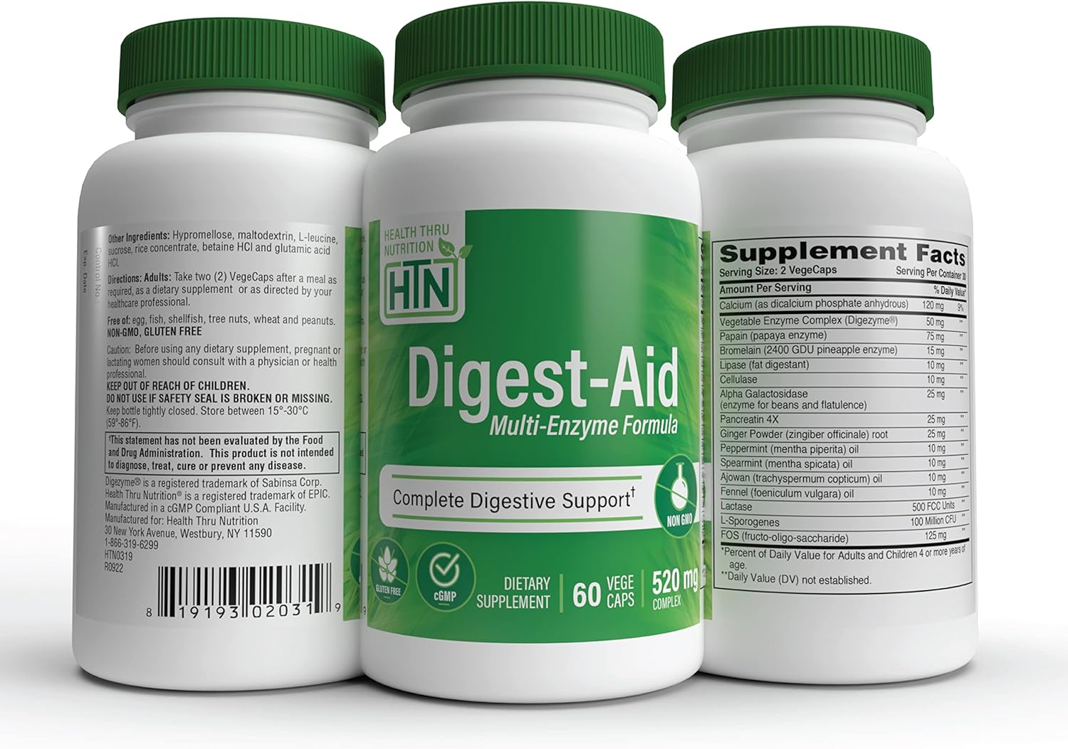 Digest-Aid Digestive Enzyme Formula with Pre and Probiotic for Nutrient Absorption Support | Fast-Acting Relief from Discomfort | Non-GMO | Pack of 60 by Health Thru Nutrition