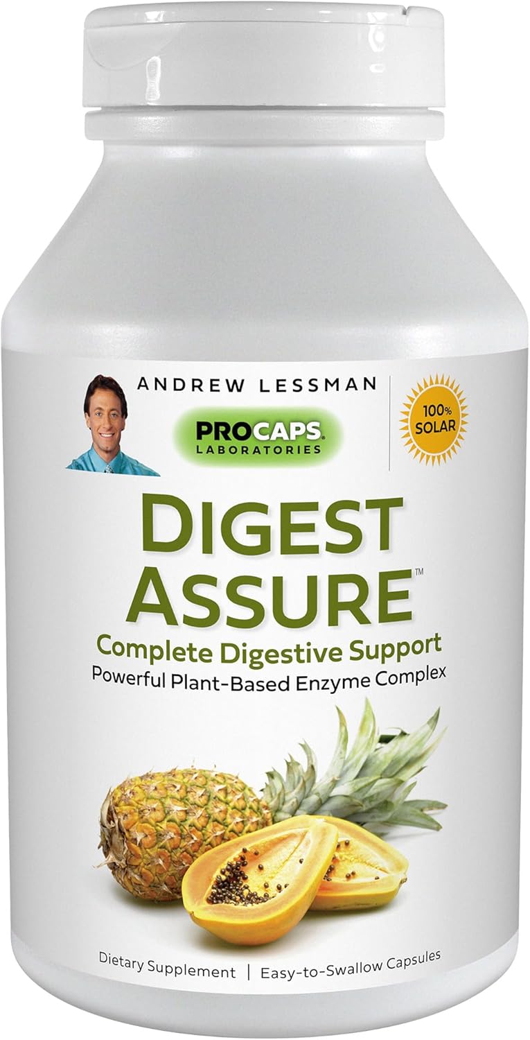 Digest Assure 360 Capsules - Vegetarian Blend of Natural Enzymes for Digestive Health, Small Easy-to-Swallow Capsules