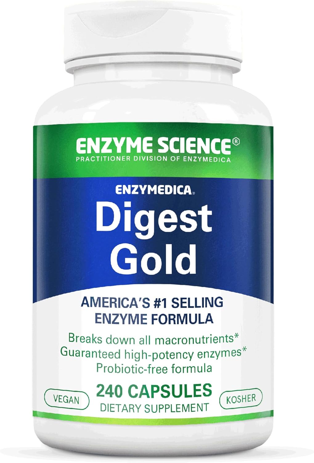 Digest Gold Enzyme Supplement - 240 Capsules, Vegan Formula with Amylase, Lipase, and Protease for Improved Digestion