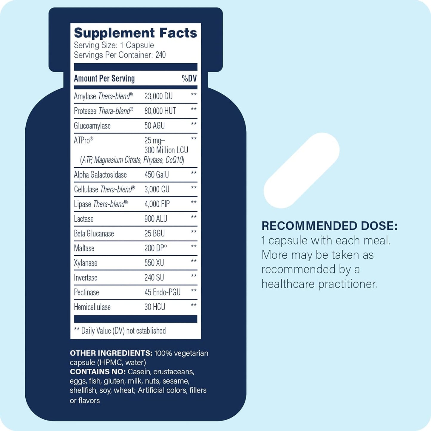 Digest Gold Enzyme Supplement - 240 Capsules, Vegan Formula with Amylase, Lipase, and Protease for Improved Digestion