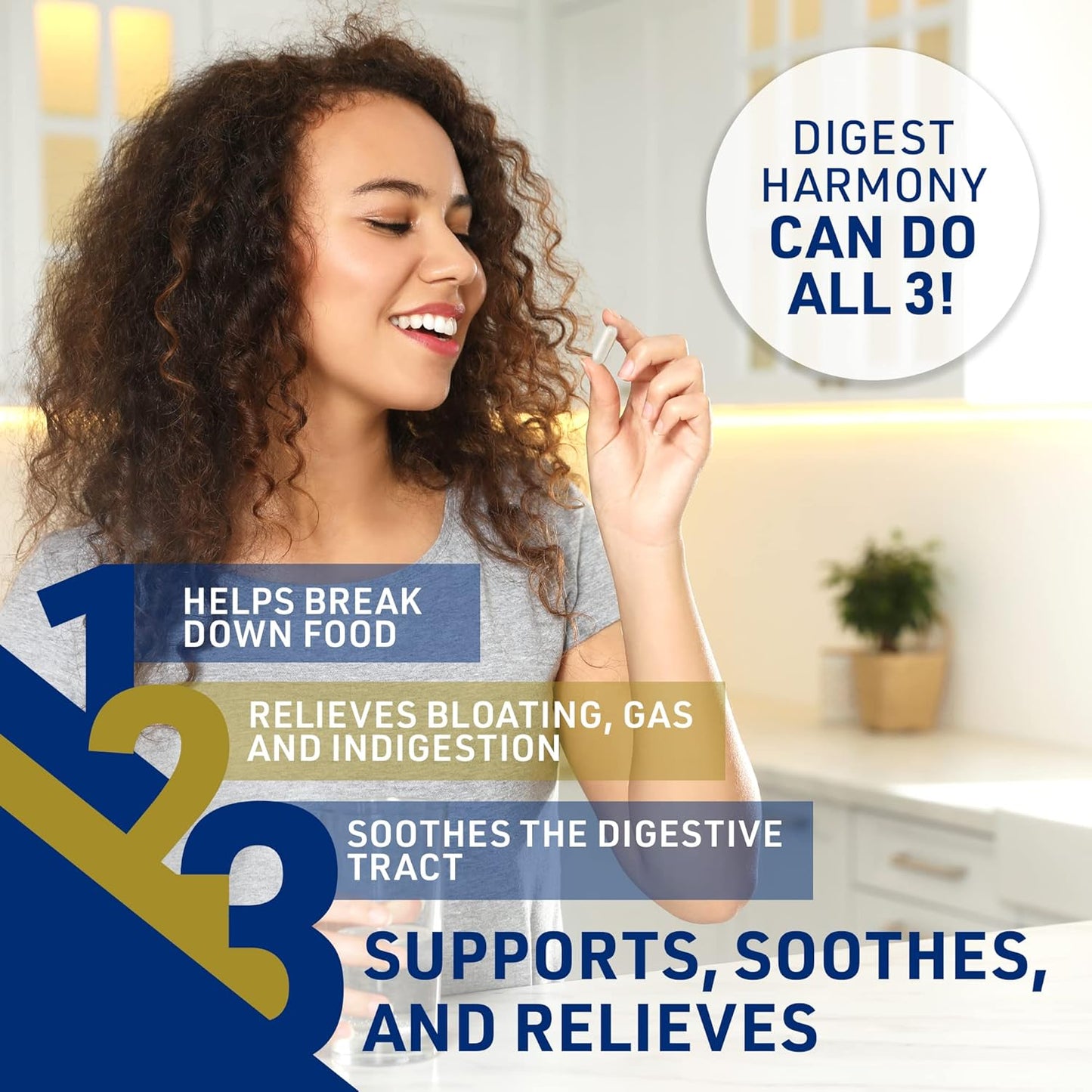 Digest Harmony Enzymes for Gut Health - Papaya Enzymes, Eases Bloating - 120 Capsules