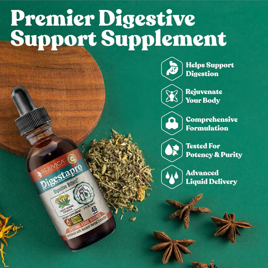 DigestaPro Digestive Bitters Supplement - Liquid Form for Optimal Absorption - Featuring Gentian, Artichoke, Burdock, Chanca Piedra, Ginger, and More - by Rejuvica Health